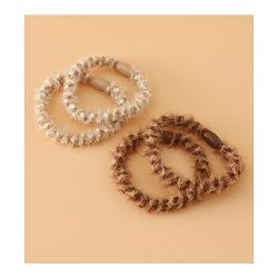 Pine Kids Free Size Stretchable Hair Rubber Bands Set for Girls for Everyday Hairstyles - Khaki & Brown