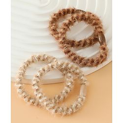 Pine Kids Free Size Stretchable Hair Rubber Bands Set for Girls for Everyday Hairstyles - Khaki & Brown