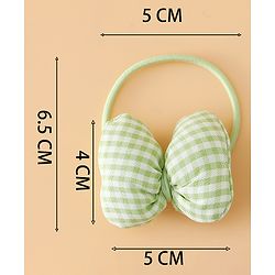 Pine kids Hair Rubber Bands Free Size With Bow Applique With Checks Design Pack Of 5 - Green , Blue & Pink