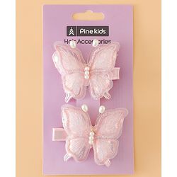 Pine kids Bow & Butterfly Clips - Pink