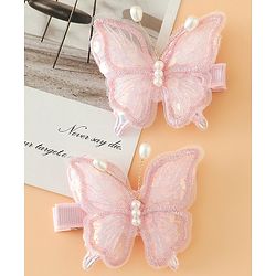 Pine kids Bow & Butterfly Clips - Pink