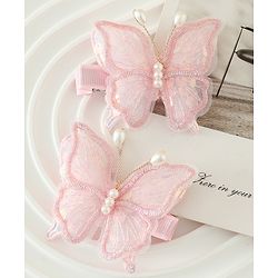 Pine kids Bow & Butterfly Clips - Pink
