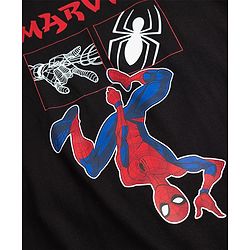 Pine Kids Marvel Single Jersey Knit Half Sleeves T-Shirt with Spiderman Print - Black