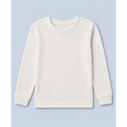 Pine Kids Knit Thermal Solid Vest with Full Sleeves in White