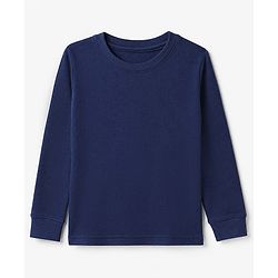 Pine Kids Cotton Ribbed Knit Solid Thermal Top with Full Sleeves - Blue