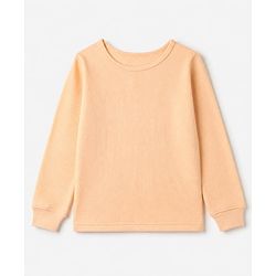 Pine Kids Cotton Blend Knit Solid Thermal Tops with Full Sleeves - Peach