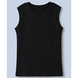 Pine Kids Cotton Blend Knit Thermal Solid Sleeveless Vests Pack of 2 - White & Black