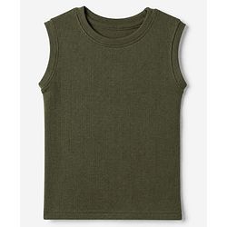 Pine Kids Cotton Blend Knit Solid Thermal Inner Wear with Sleeveless Pack of 2 - Olive Green & Black