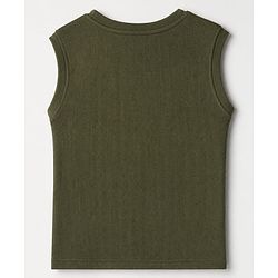Pine Kids Cotton Blend Knit Solid Thermal Inner Wear with Sleeveless Pack of 2 - Olive Green & Black