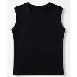 Pine Kids Cotton Blend Knit Solid Thermal Inner Wear with Sleeveless Pack of 2 - Olive Green & Black
