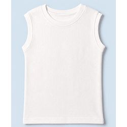 Pine Kids Cotton Blend Knit Thermal Solid Sleeveless Vests Pack of 2 - White