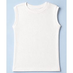 Pine Kids Cotton Blend Knit Thermal Solid Sleeveless Vests Pack of 2 - White