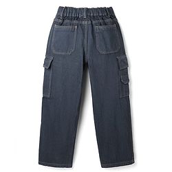 Pine Kids Denim Woven Full Length Jeans With Cargo Pockets in Navy Blue