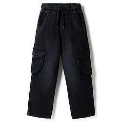 Pine Kids Denim Jeans Full Length Cargo Fit in Black