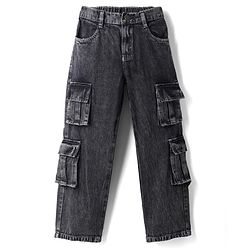 Pine Kids Denim Woven Full Length Jeans Jeans With Cargo Pockets - Black