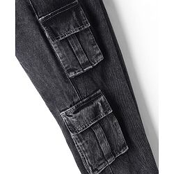 Pine Kids Denim Woven Full Length Jeans Jeans With Cargo Pockets - Black