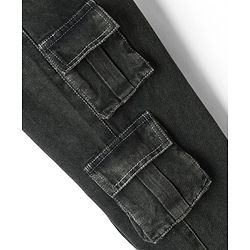 Pine Kids Denim Woven Full Length Jeans Jeans With Cargo Pockets - Green Tint