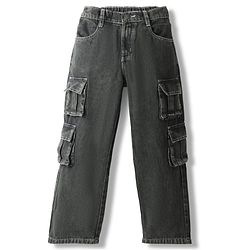 Pine Kids Denim Woven Full Length Jeans Jeans With Cargo Pockets - Green Tint