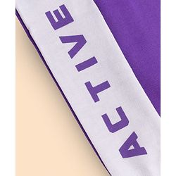 Pine Kids Cotton Knit Full Length Lounge & Track Pant With Text Print - Purple