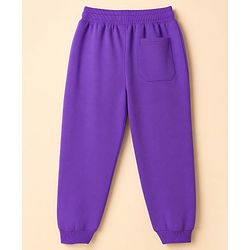 Pine Kids Cotton Knit Full Length Lounge & Track Pant With Text Print - Purple