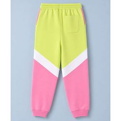 Pine Kids Cotton Knit Full Length Lounge & Track Pant With Text Print - Limegreen
