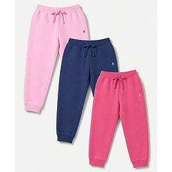 Pine Kids Cotton Knit Full Length Solid Lounge Pants - Pink, Blue & Dark Pink