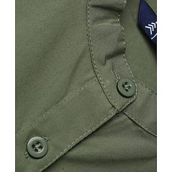 Pine Kids 100% Cotton Woven Full Sleeves Solid Tiered Shirt Dress With Belt - Olive Green