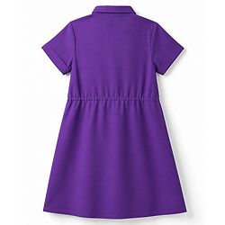 Pine Kids Twill Woven Solid Shirt Dress with Half Sleeves - Purple