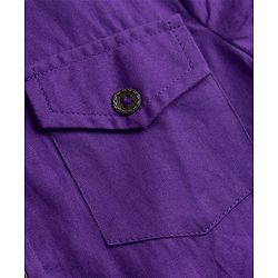 Pine Kids Twill Woven Solid Shirt Dress with Half Sleeves - Purple