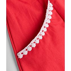 Pine Kids Cotton Woven Sleeveless Frock With Lace Detailing - Red