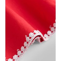 Pine Kids Cotton Woven Sleeveless Frock With Lace Detailing - Red