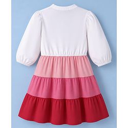Pine Kids Cotton Woven One Piece Dress with Full Sleeves - White