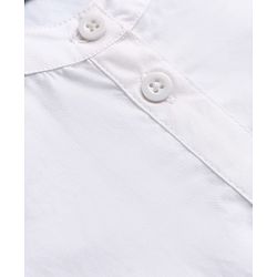 Pine Kids Cotton Woven One Piece Dress with Full Sleeves - White