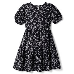 Pine Kids Cotton Woven One Piece Dress with Short Sleeves and Floral Print - Black