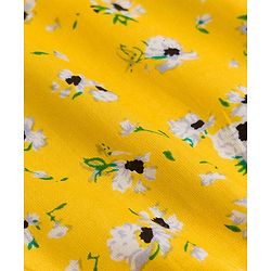 Pine Kids Rayon Woven Half  Puffed Sleeves Floral Printed Tiered Dress with Belt  - Yellow