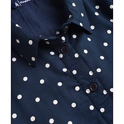 Pine Kids Cotton Woven Half Sleeves Frock With Polka Dot -Navy Blue
