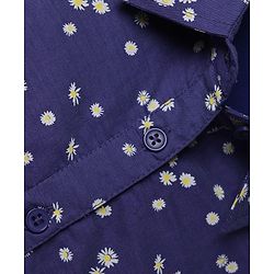 Pine Kids Woven Half Sleeves Tiered Frock with Floral Print - Navy Blue