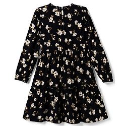 Pine Kids Woven Full Sleeves Floral Printed Tiered Frock - Black