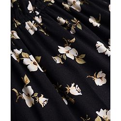 Pine Kids Woven Full Sleeves Floral Printed Tiered Frock - Black