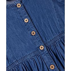Pine Kids Cotton Woven Half Sleeves Frock With Side Pockets - Navy Blue