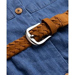 Pine Kids Denim Shirt Style Frock and Belt with Half Sleeves - Navy Blue
