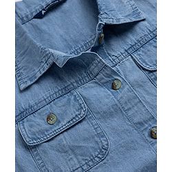 Pine Kids 100% Cotton Woven Denim Shirt Dress with Half Sleeves & Belt - Navy Blue
