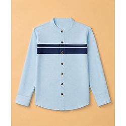 Pine Kids 100% Cotton Woven Full Sleeves Solid Shirt WIth Stripes - Sky Blue