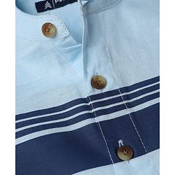 Pine Kids 100% Cotton Woven Full Sleeves Solid Shirt WIth Stripes - Sky Blue