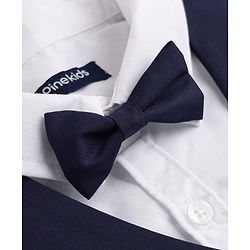 Pine Kids Knit 3 Piece Full Sleeves Party Suit With Bow Detailing - Navy Blue