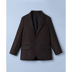 Pine Kids Knit Full Sleeves T-Shirt & Trouser Set With Blazer - Brown