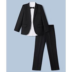 Pine Kids Knit Full Sleeves Party suit With Bow - Black