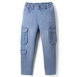 Pine Kids Denim Woven Full Length Jeans With Pockets in Light/Sky Blue