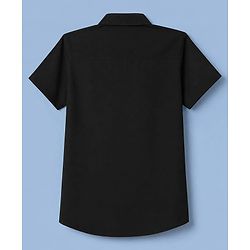 Pine Kids Cotton Woven Short Sleeves Solid Shirt With Text Print on Tee - Neavy Blue