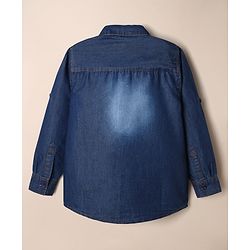 Pine Kids 100% Cotton Denim Shirts and Tank Top with Full Sleeves and Cyclist Print - Royal Blue